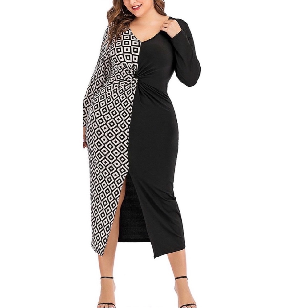 Black & White Geometric Block Dress